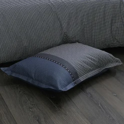 TRADI LINGE Taie d'oreiller rectangulaire satin de coton (50 x 70 cm) Enzo e Bleu