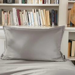 EMINZA Taie d'oreiller rectangulaire percale de coton (50 x 80 cm) Cali Gris clair Best