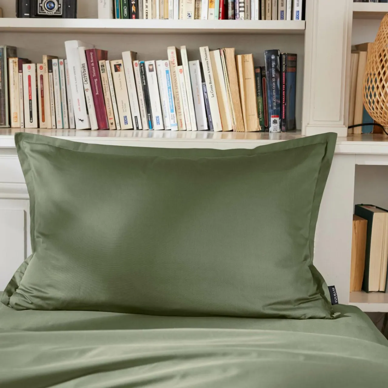EMINZA Taie d'oreiller rectangulaire percale de coton (50 x 80 cm) Cali Vert romarin New