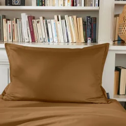 EMINZA Taie d'oreiller rectangulaire percale de coton (50 x 80 cm) Cali Camel