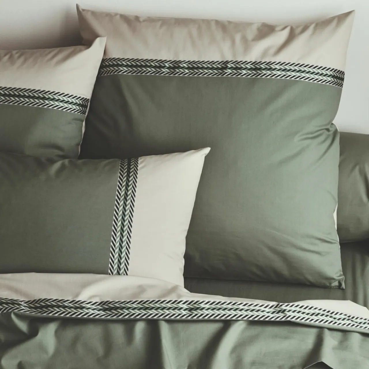 TRADILINGE Taie d'oreiller rectangulaire percale de coton (50 x 70 cm) Noa Vert kaki Sale