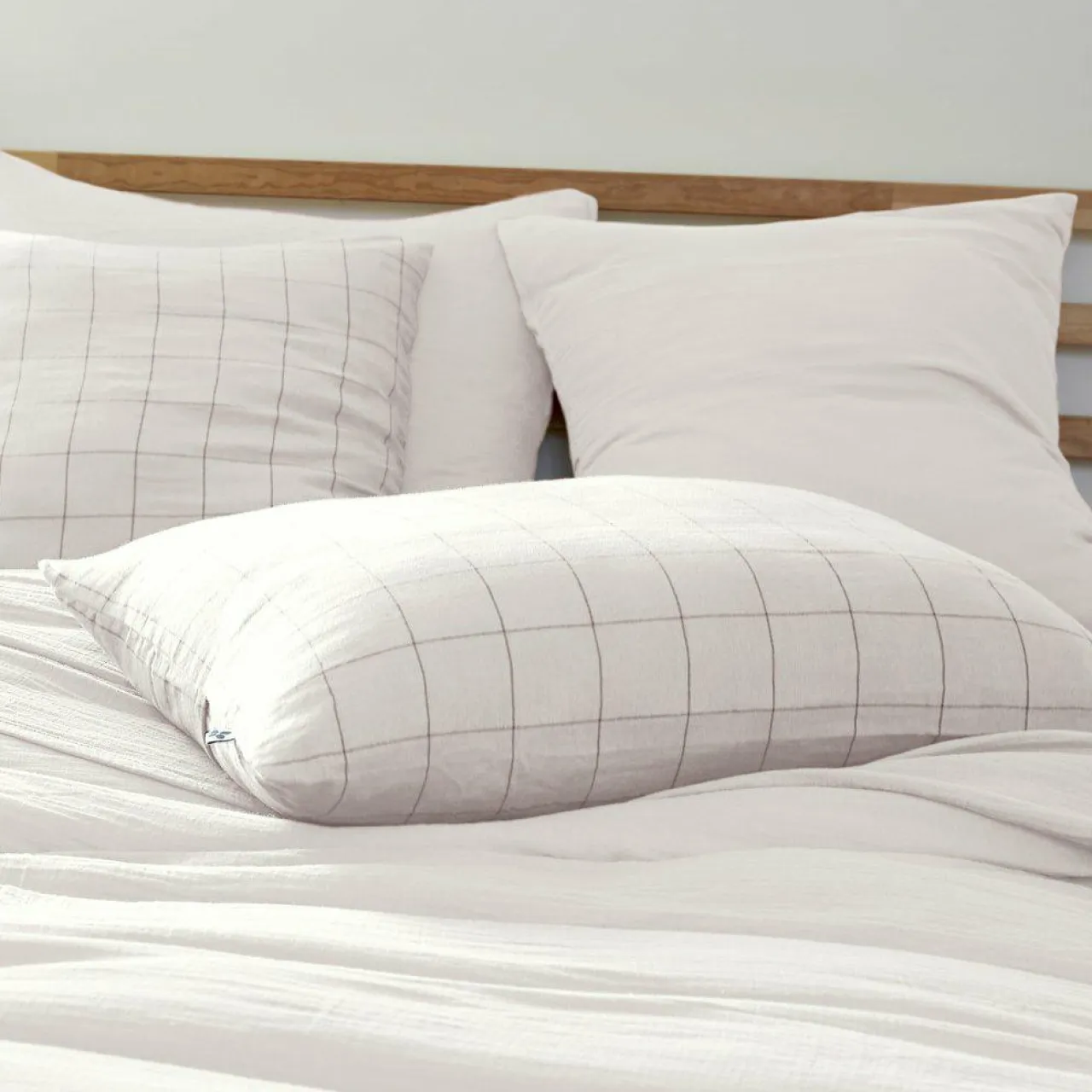 EMINZA Taie d'oreiller rectangulaire gaze de coton (50 x 70 cm) Gaïa Match chantilly Blanc Outlet
