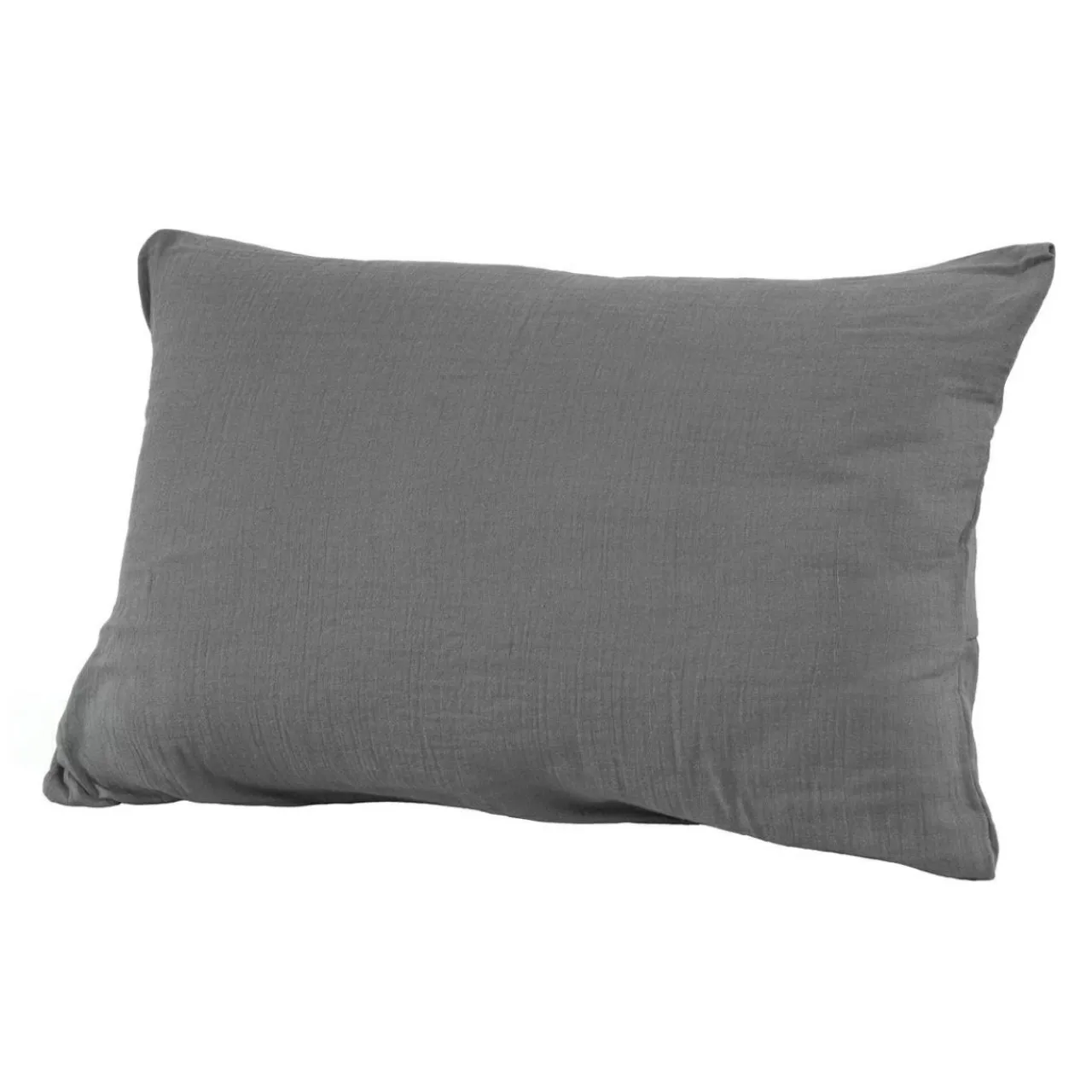 EMINZA Taie d'oreiller rectangulaire gaze de coton (50 x 80 cm) Gaïa Gris granit Gris foncé Sale