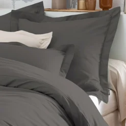 EMINZA Taie d'oreiller rectangulaire percale de coton (80 cm) Cali Gris Anthracite