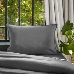 EMINZA Taie d'oreiller rectangulaire lyocell Tencel™ lavé (50 x 70 cm) Olivia granit Gris