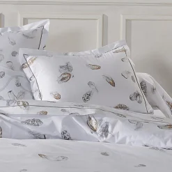 TRADI LINGE Taie d'oreiller rectangulaire percale de coton (50 x 70 cm) Plumes e Gris Sale