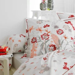 TRADI LINGE Taie d'oreiller rectangulaire percale de coton (50 x 70 cm) Petite folie Rouge New