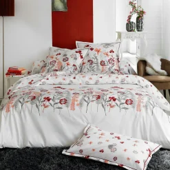 TRADI LINGE Taie d'oreiller rectangulaire percale de coton (50 x 70 cm) Petite folie Rouge New