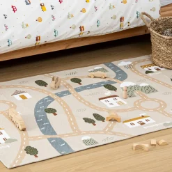 Atmosphera cru017dateur d'intu017drieur for kids Tapis antidérapant enfant coton (100 x 150 cm) Routes Multicolore Hot