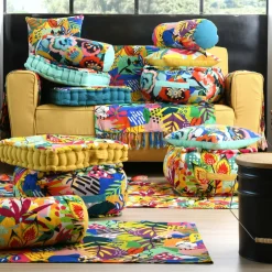 LOVELY CASA Tapis coton (90 cm) Popart Bleu canard Online