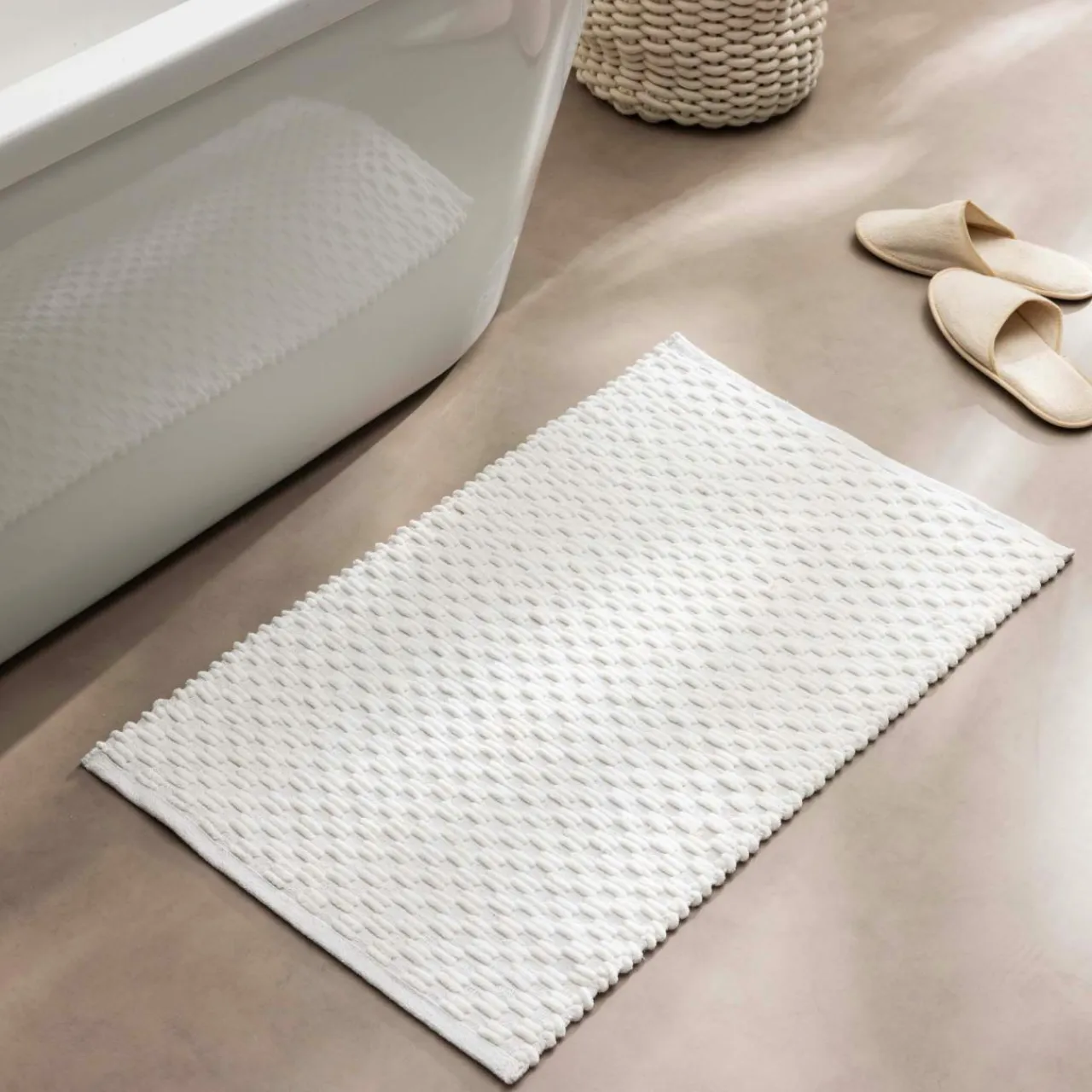 douceur d'intu017drieur Tapis de bain coton tissé (50 x 80 cm) Lois Beige Ecru Best