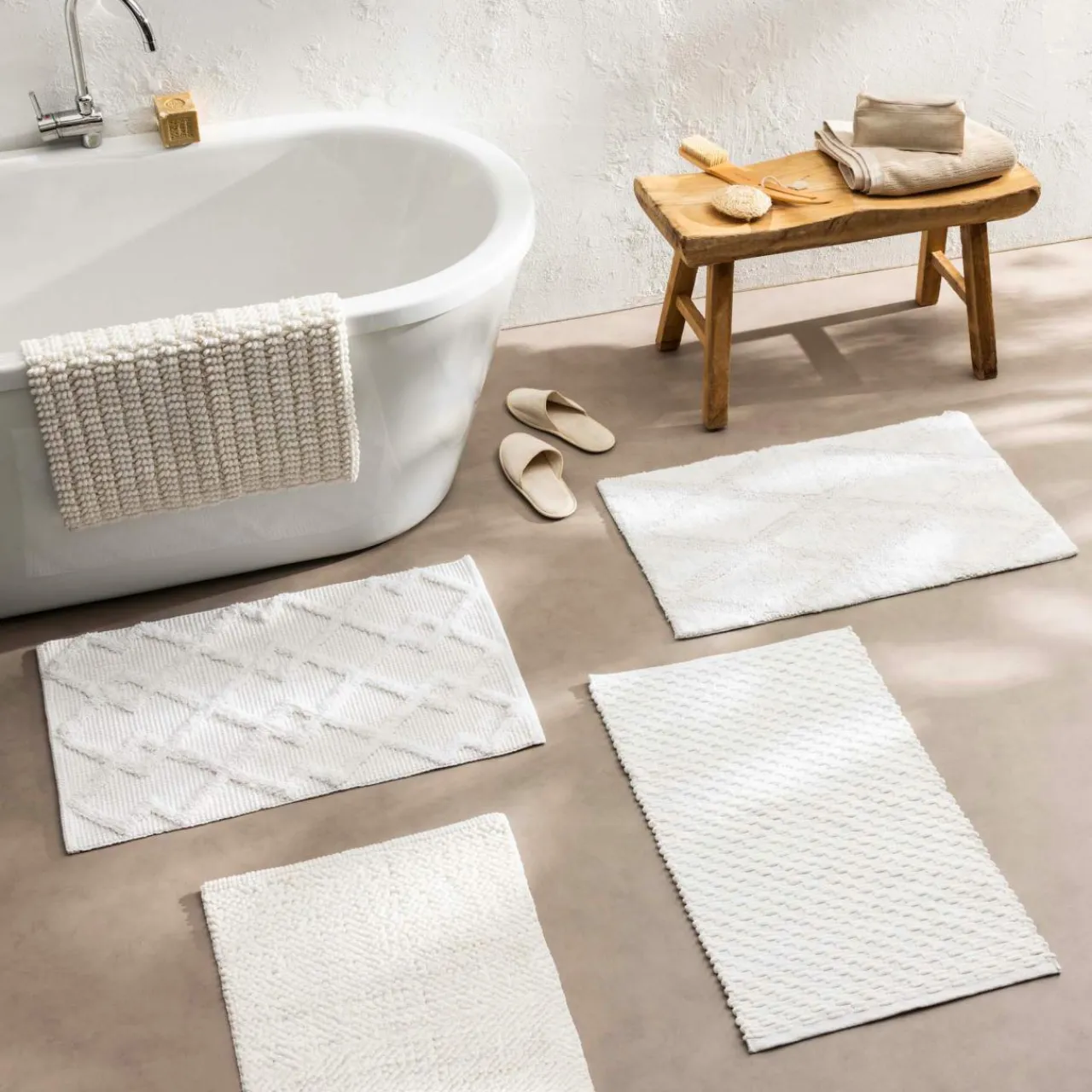 douceur d'intu017drieur Tapis de bain en coton (50 x 80 cm) Otis Beige Ecru Discount