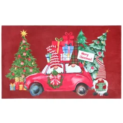 STOF Tapis de Noël antidérapant (45 x 75 cm) Voiture des lutins Rouge Best