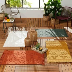 DOUCEUR D'INTERIEUR Tapis de salon coton (60 x 90 cm) Cilaos safran Jaune Discount