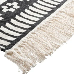 ATMOSPHERA Tapis de salon coton (120 x 170 cm) Delhi et blanc Noir Outlet