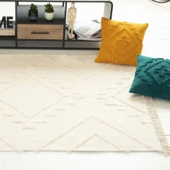 ATMOSPHERA Tapis de salon coton (120 x 170 cm) Inca Ivoire Clearance