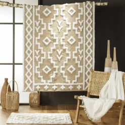 DOUCEUR D'INTERIEUR Tapis de salon jute et coton (120 x 170 cm) Medine Beige Best