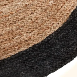 ATMOSPHERA Tapis de salon jute rond (120 cm) Bord Noir