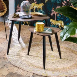 ATMOSPHERA Tapis de salon jute rond (115 cm) Gold shine Or New