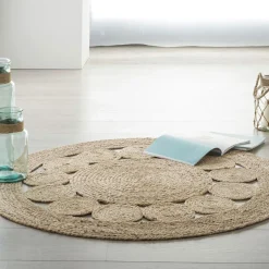 ATMOSPHERA Tapis de salon jute rond (120 cm) Vent naturel Beige Clearance