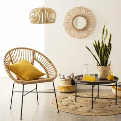 ATMOSPHERA Tapis de salon jute rond (120 cm) Vent naturel Beige Clearance