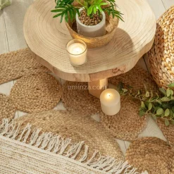 ATMOSPHERA Tapis de salon jute rond (120 cm) Vent naturel Beige Clearance