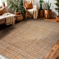 EMINZA Tapis de salon rectangulaire jute tissée main (140 x 200 cm) Weston Marron Outlet