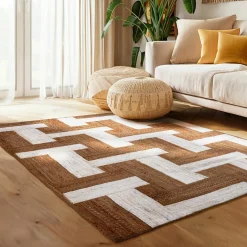 EMINZA Tapis de salon rectangulaire jute tissée main (140 x 200 cm) Anjali Marron Online