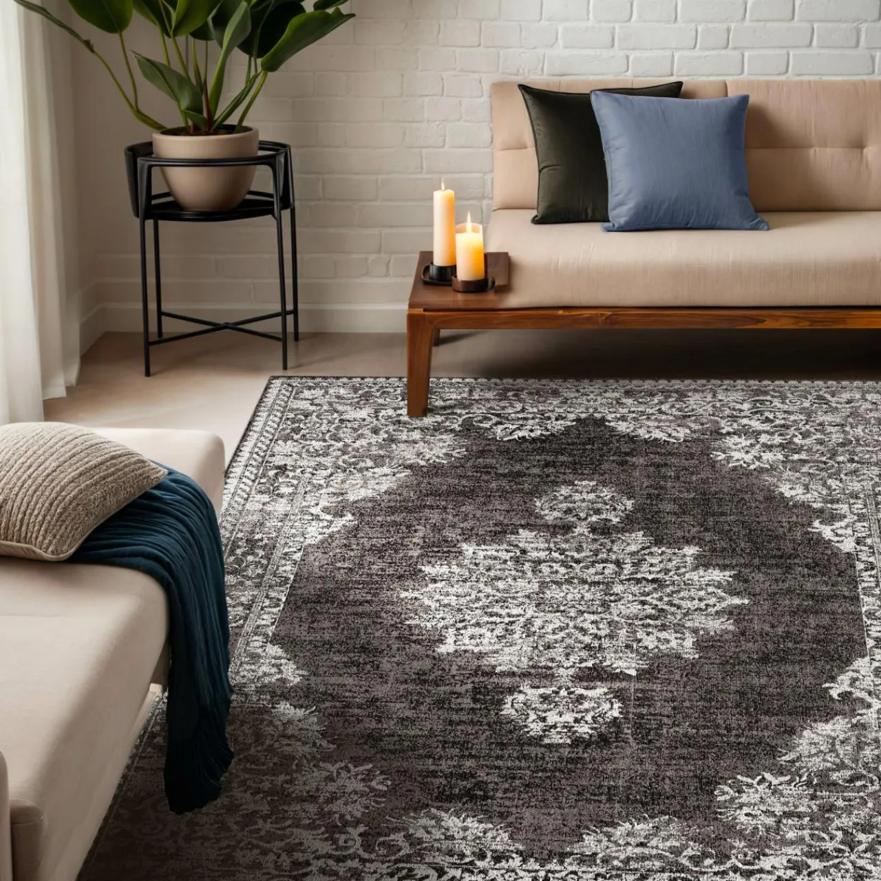 EMINZA Tapis de salon rectangulaire jacquard (160 x 230 cm) Sana Gris Online