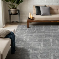 EMINZA Tapis de salon rectangulaire laine tuftée (140 x 200 cm) Yutoo Gris New