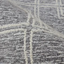 EMINZA Tapis de salon rectangulaire laine tuftée (140 x 200 cm) Yutoo Gris New