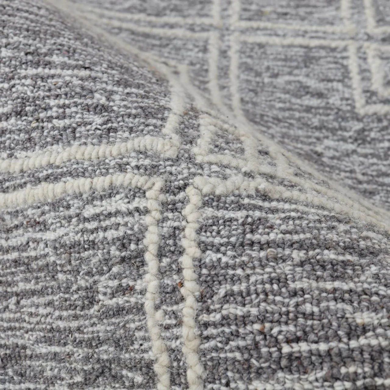 EMINZA Tapis de salon rectangulaire laine tuftée (140 x 200 cm) Yutoo Gris New