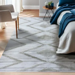 EMINZA Tapis de salon rectangulaire matière recyclée tuftée (140 x 200 cm) Kaito Ivoire Outlet