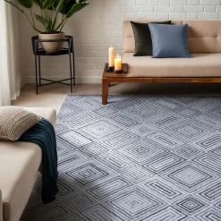 EMINZA Tapis de salon rectangulaire matière recyclée tuftée (140 x 200 cm) Shelton Gris Discount