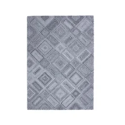 EMINZA Tapis de salon rectangulaire matière recyclée tuftée (140 x 200 cm) Shelton Gris Discount