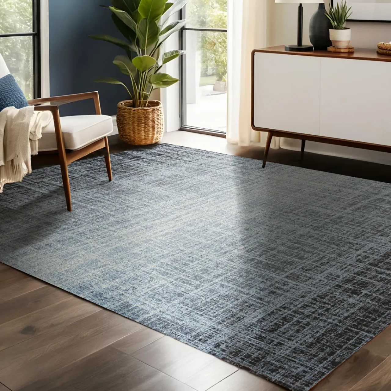 EMINZA Tapis de salon rectangulaire jacquard (140 x 200 cm) Shiraz Argent Sale