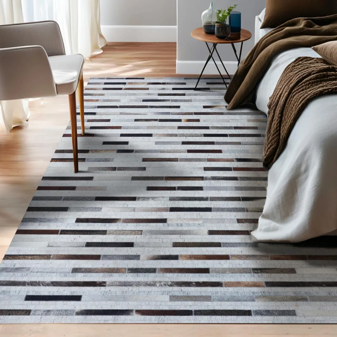 EMINZA Tapis de salon rectangulaire laine jacquard (140 x 200 cm) Sanjay Gris Clearance