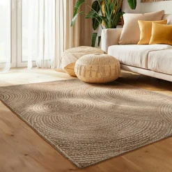 EMINZA Tapis de salon rectangulaire jute tressée main (140 x 200 cm) Neha Beige Clearance