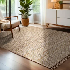 EMINZA Tapis de salon rectangulaire jute tissée main (140 x 200 cm) Yuki Marron Online