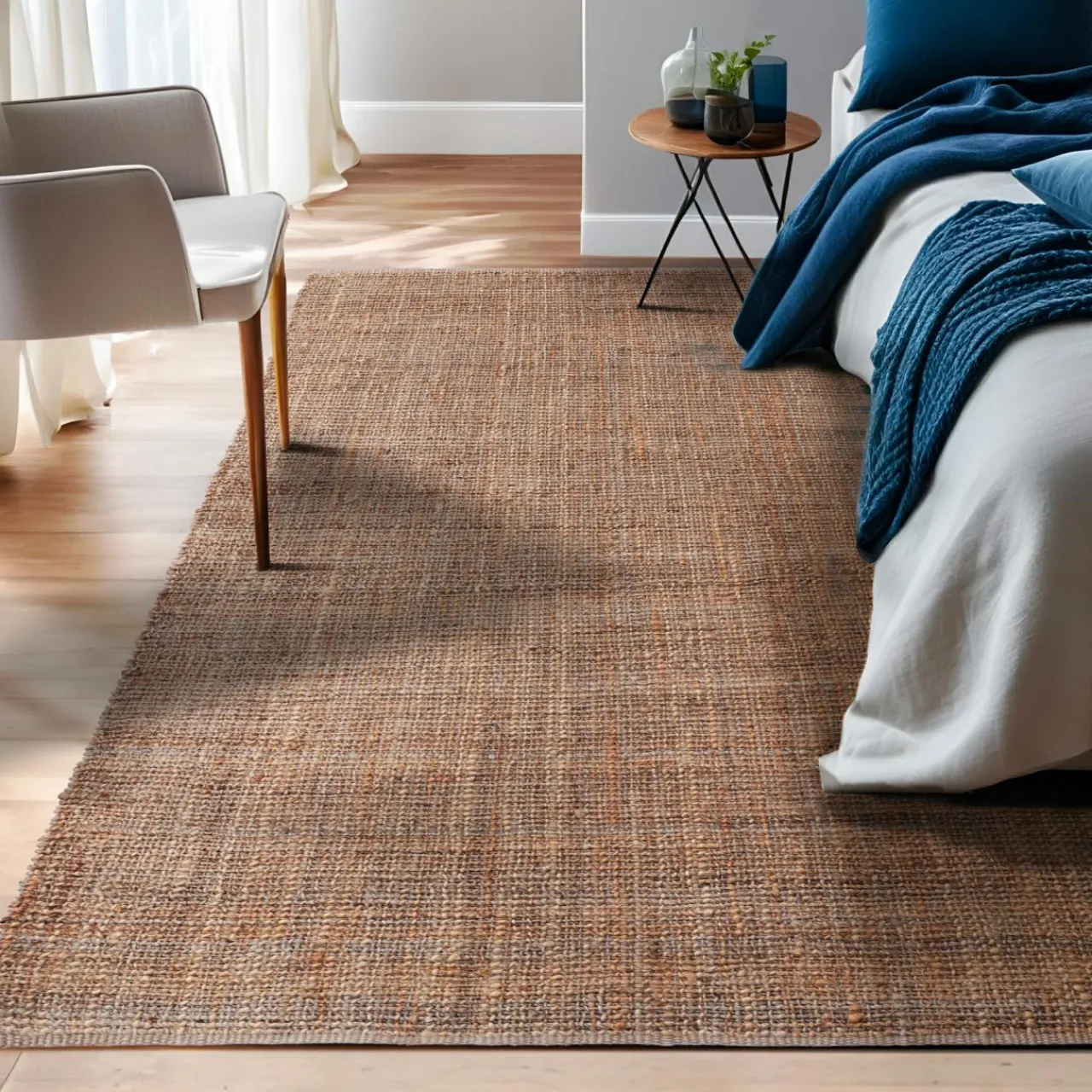 EMINZA Tapis de salon rectangulaire jute tissée main (160 x 230 cm) Yuto Marron Hot