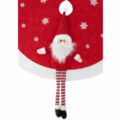 Feeric Lights & Christmas Tapis de sapin rond (D90 cm) Père Noël rigolo Rouge