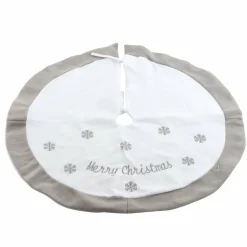 KAEMINGK Tapis de sapin rond (D89 cm) Snowflakes Merry Blanc Clearance