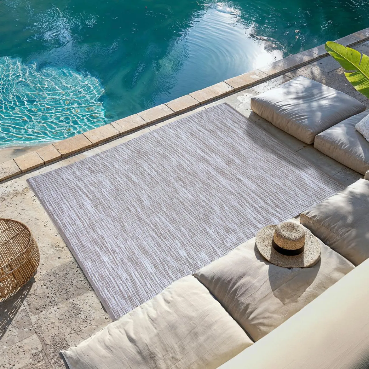 L'EFFET PAPILLON Tapis d'extérieur rectangulaire (120 x 170 cm) Bono Ficelle Gris ficelle Clearance
