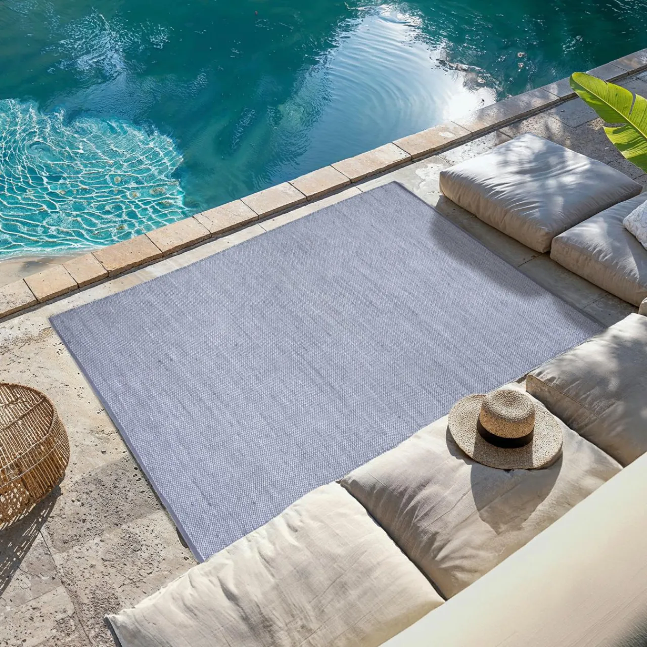 L'EFFET PAPILLON Tapis d'extérieur rectangulaire (120 x 170 cm) Hugo Galet Gris clair Discount