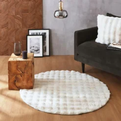 EMINZA Tapis fausse fourrure (120 cm) Toronto Ivoire Clearance