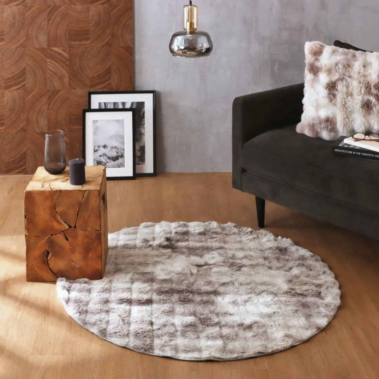 EMINZA Tapis fausse fourrure (120 cm) Toronto Taupe Best