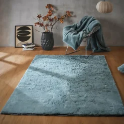EMINZA Tapis rectangulaire fausse fourrure (140 x 200 cm) Finn Bleu