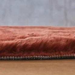 EMINZA Tapis rond fausse fourrure (80 cm) Finn Terracotta Hot