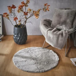 EMINZA Tapis rond fausse fourrure (80 cm) Finn Taupe Online