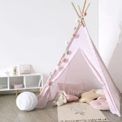 Atmosphera createur d'interieur for kids Tipi enfant bois et tissu (H160 cm) Dameo Rose